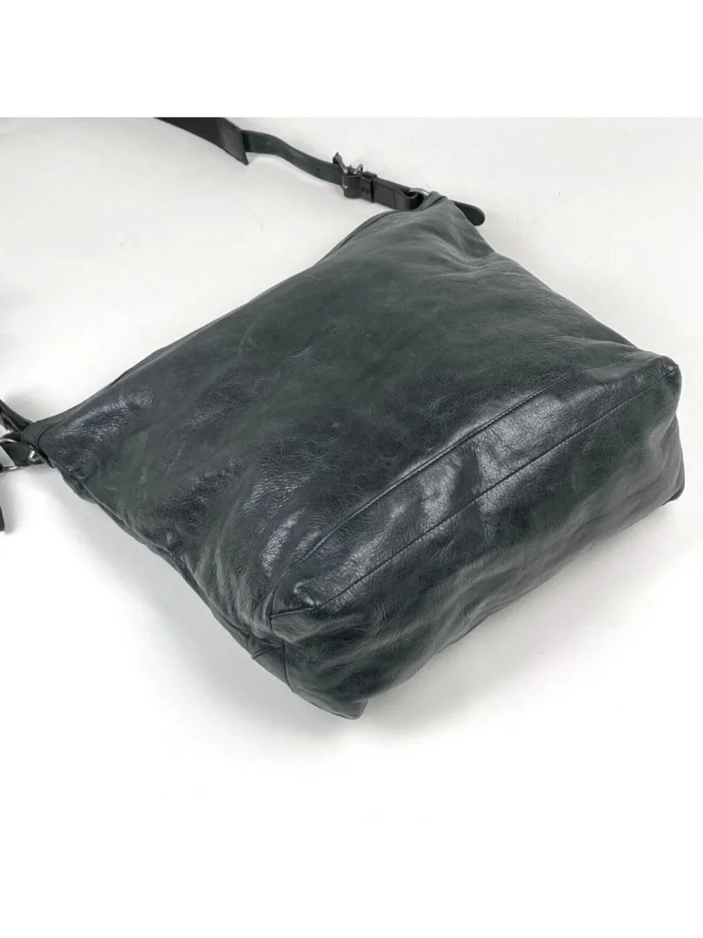 Balenciaga Shoulder Bag the Day Leather Dark Gray